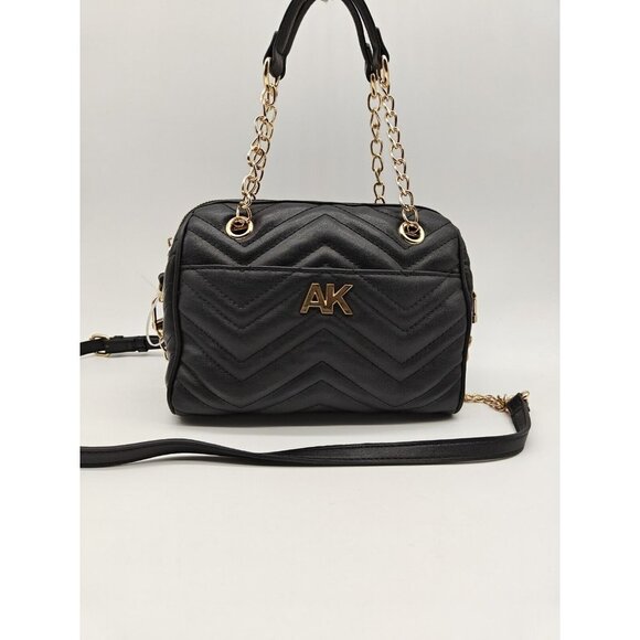 Anne Klein Handbags - Anne Klein Quilted Faux Leather Double Handles Mini Crossbody - Black